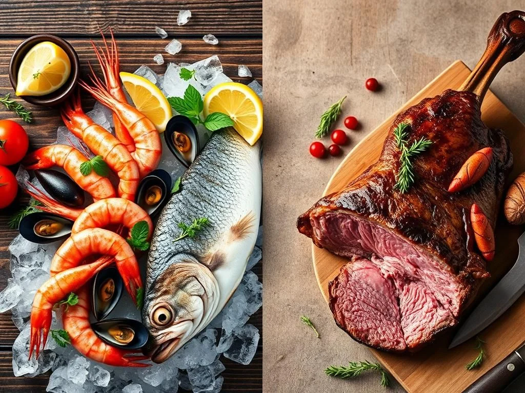 کتاب آشپزی خارجی غذاهای دریایی و گوشت